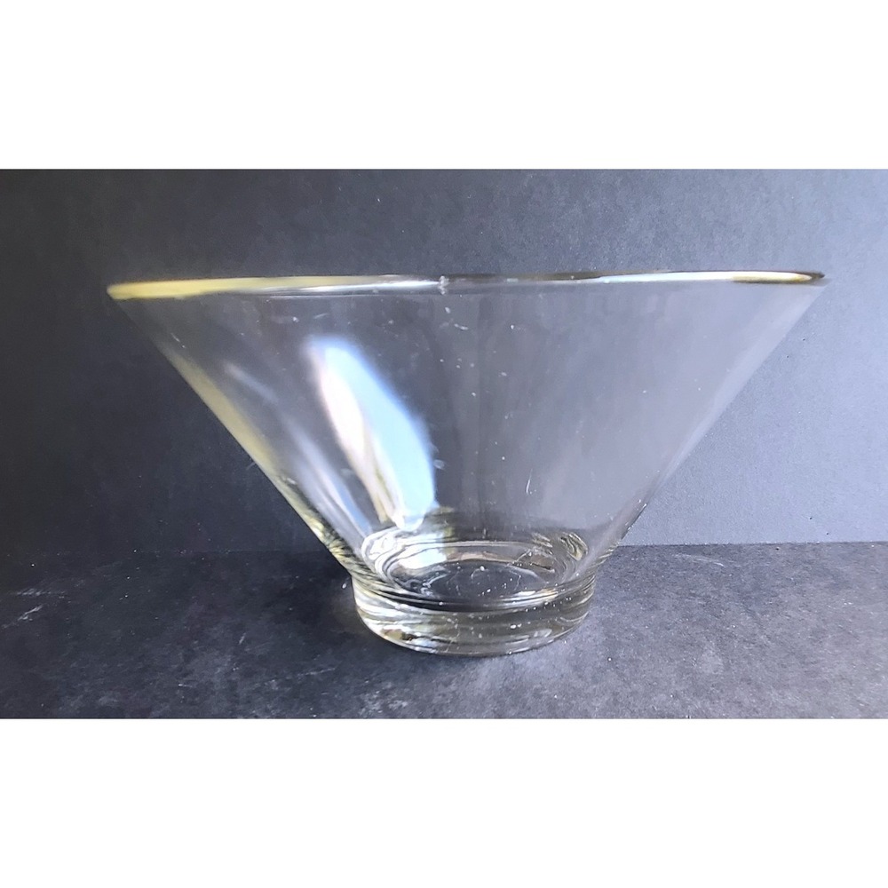 VTG Anchor Hocking Clear Glass Modernistic Large Hand Blown Conical Serving Bowl